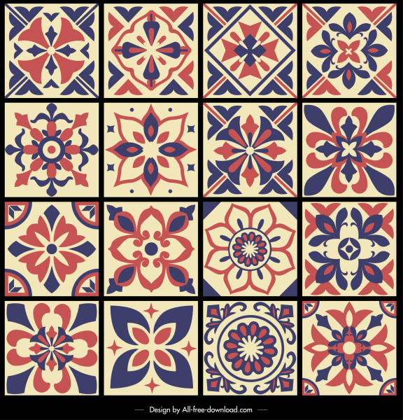 pétalos simétricos de elementos de diseño de patrón sketch diseño retro