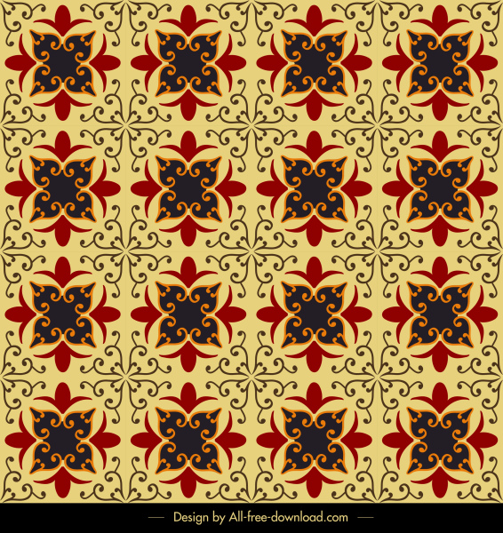 Muster Vorlage klassische wiederholenden symmetrischen Blumen Skizze