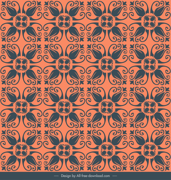 Muster Vorlage klassische wiederholenden symmetrischen Flora Skizze