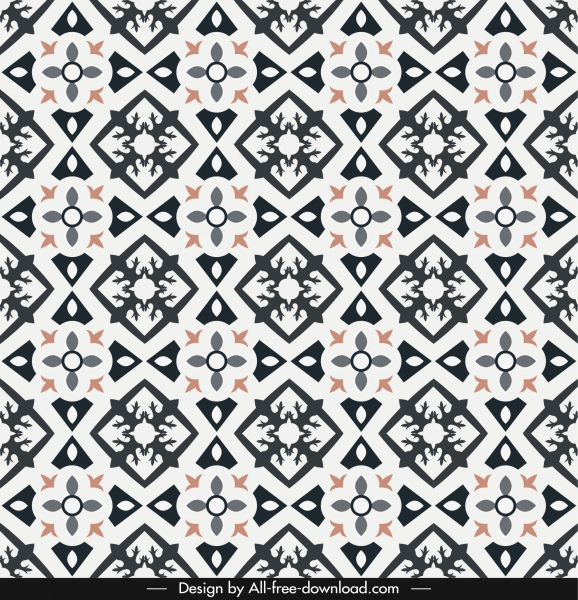 plantilla de patrón plano simétrico, repetición de formas geométricas
