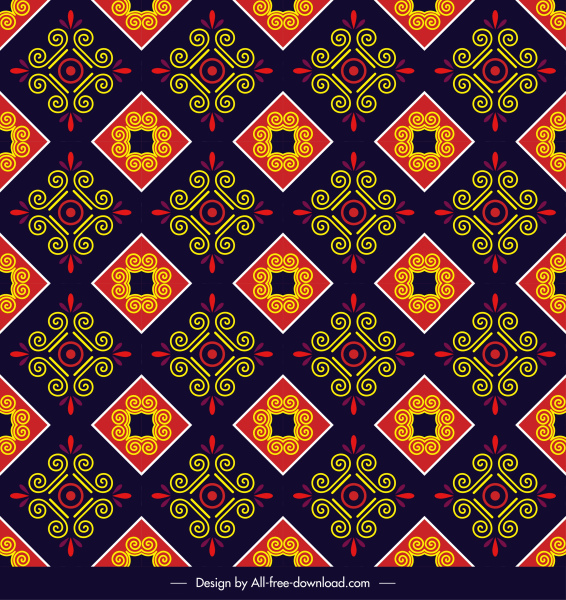 plantilla de patrón multicolor plana repetición simétrica elegancia