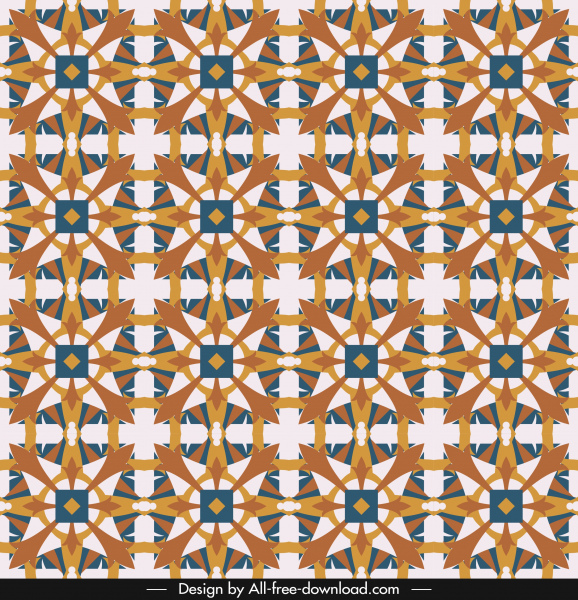 Pattern Template Multicolored Repeating Symmetrical Seamless Shapes