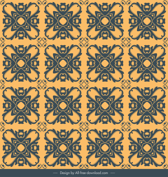 retro de la plantilla de patrón plano repitiendo una decoración simétrica