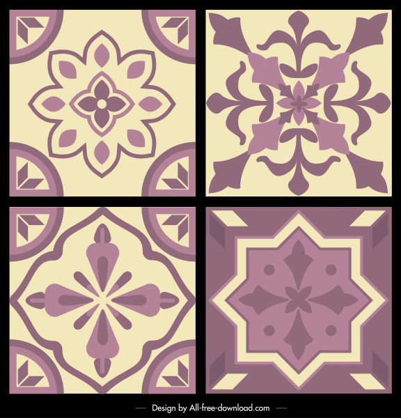 desain pola bunga dekorasi klasik template simetris