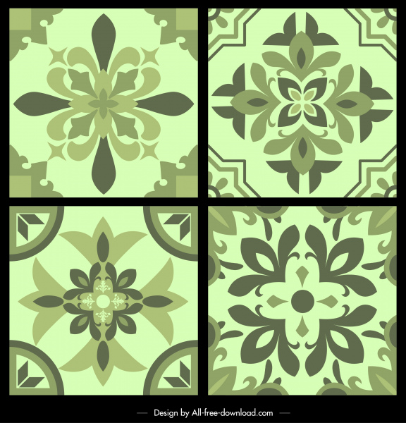 Muster Vorlagen klassische Floren Dekor symmetrische Monochrom