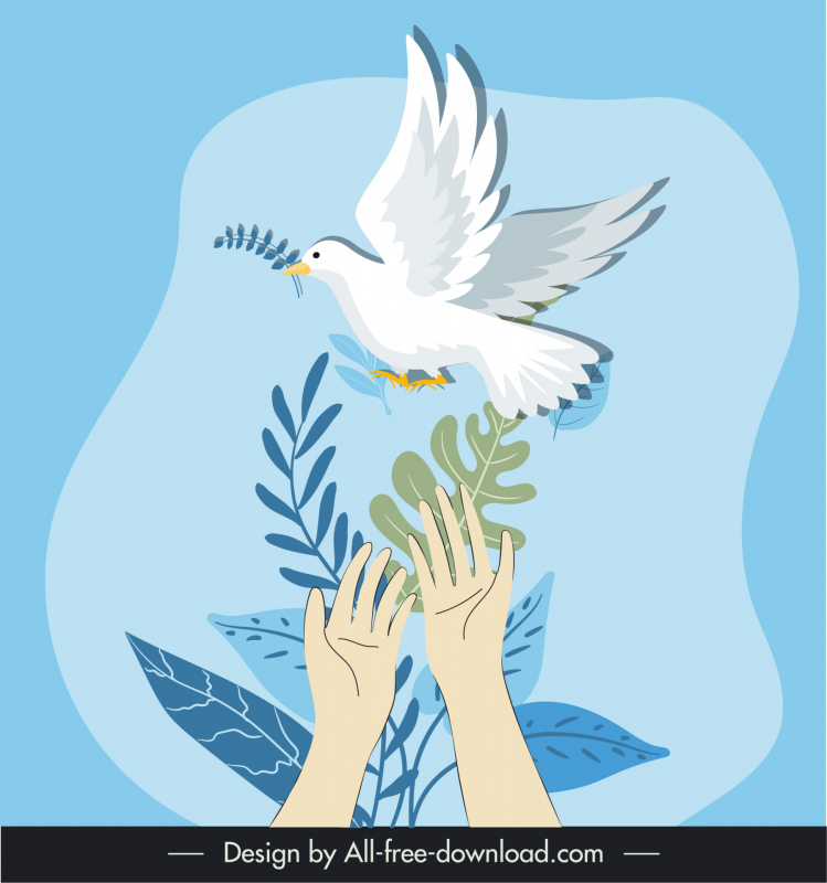 Friedenshintergrund Vorlage Klassische Hände Taubenblätter Skizze