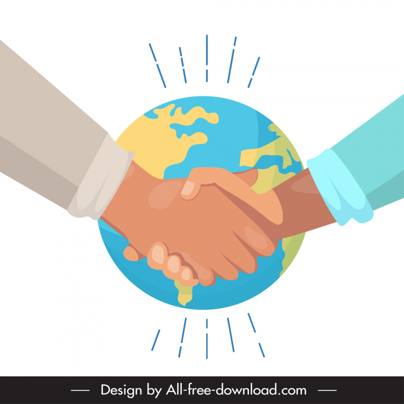  Friedensverhandlungsabkommen Hintergrund Handschlag Erde Skizze