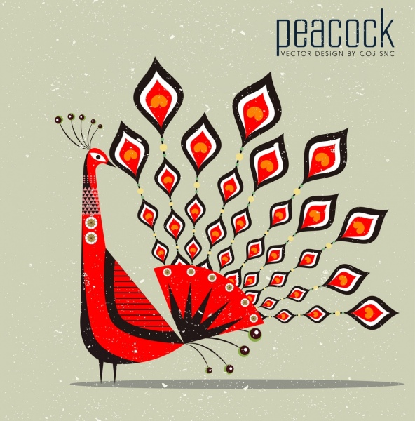le dessin plat classique de peacock contexte