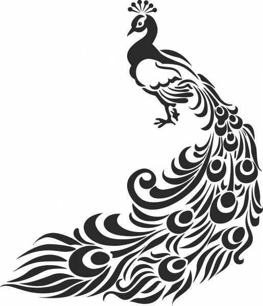 Peacock stencil miễn phí CDR vectơ nghệ thuật