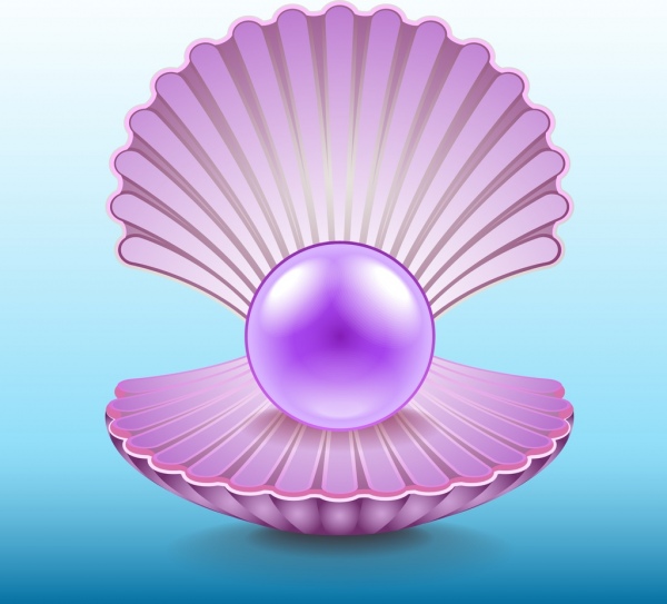 kulit kerang mutiara ikon desain violet cerah mengkilap
