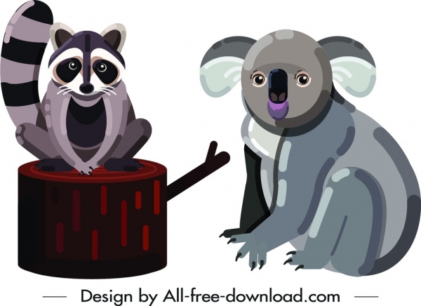 personajes de dibujos animados lindo de los iconos de Pekan koala animales salvajes