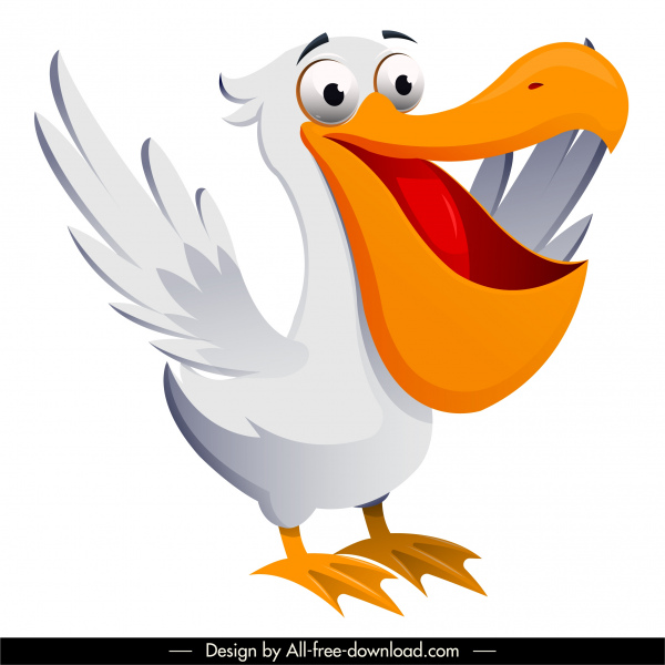 esboço engraçado do caráter engraçado do desenho animado do ícone do pássaro do pelicano