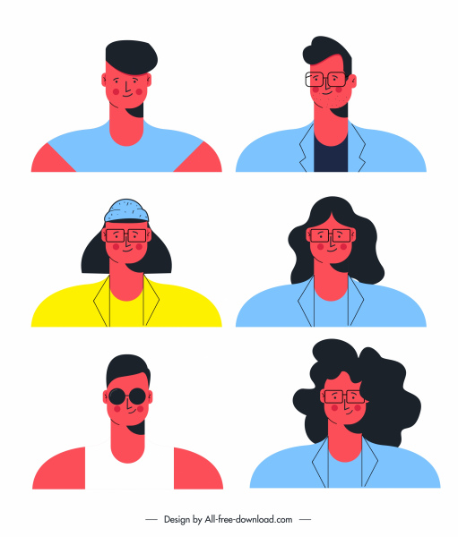 pessoas ícones avatares smiley emoção clássico desenho animado