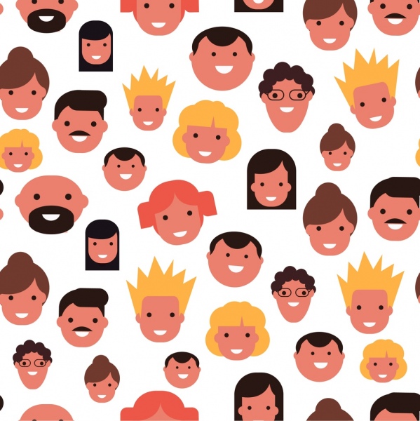 as pessoas enfrentam avatares coleção sorriso emoção repetindo plana