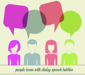 ícones de pessoas e o vetor de bolhas do discurso
