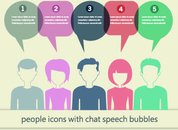 Los iconos de personas y el vector de burbujas de discurso