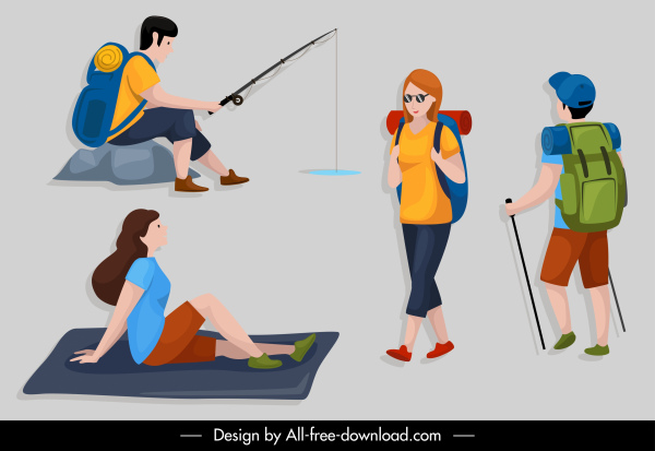 人的生活方式圖示野餐放鬆活動卡通素描