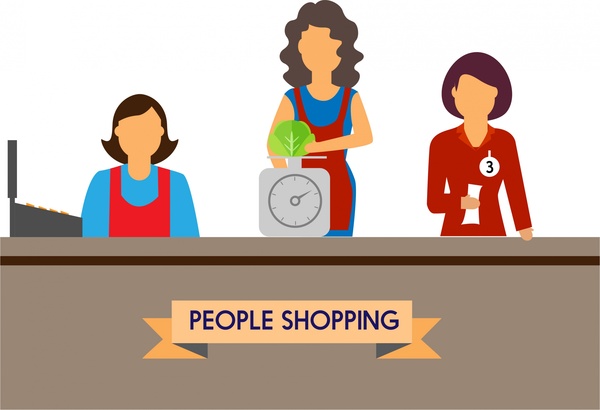 gens shopping style salesclerk et outils de design concept