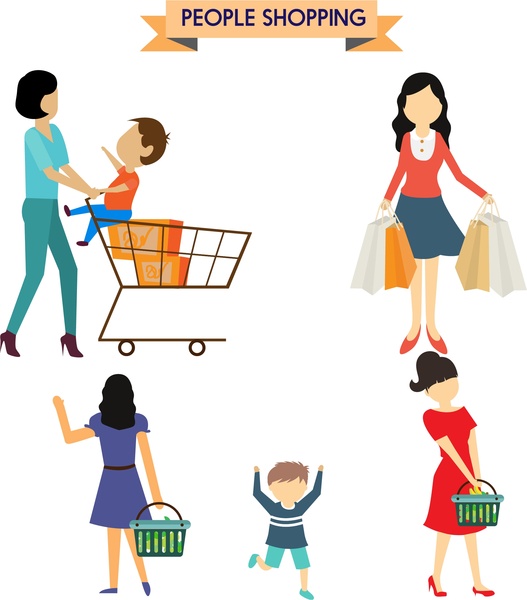 الناس مفاهيم التسوق تصميم المرأة والأطفال