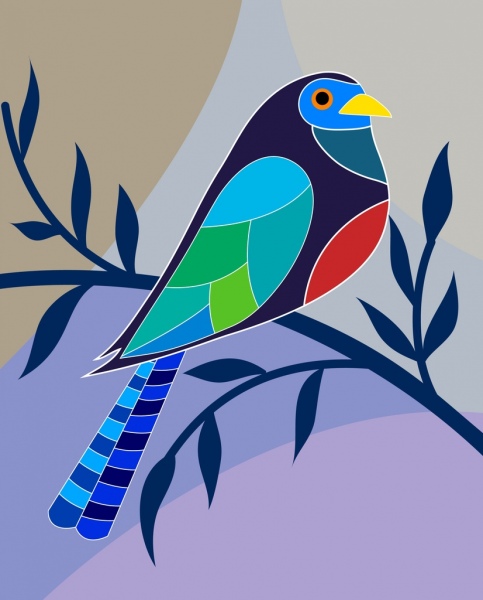 décoration plat coloré perchoir oiseau icône