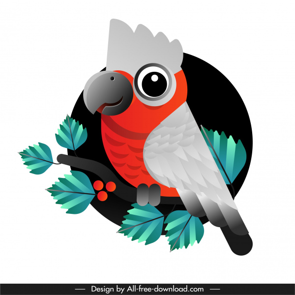 appollaiante pappagallo pittura colorato schizzo piatto