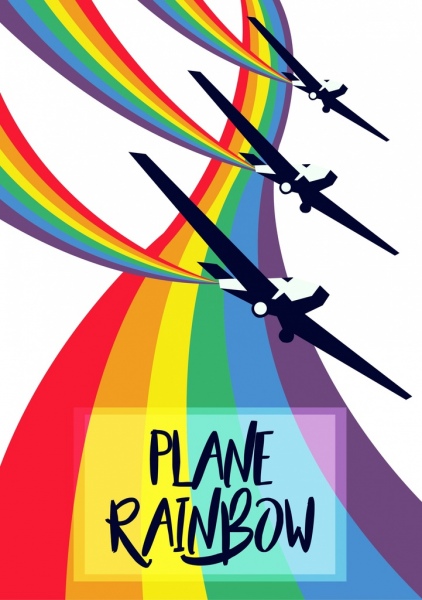 Durchführung von Flugzeugen Symbole regenbogenfarbenen Dekoration