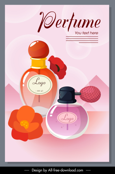 cartel de publicidad de perfume brillante colorido decoración elegante
