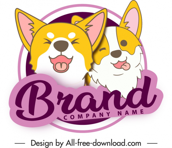 sản phẩm vật nuôi nhãn template dễ thương funny Puppies Sketch