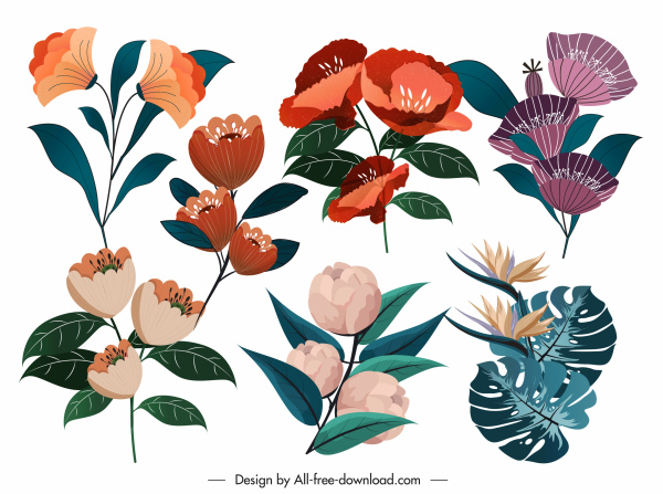 花瓣圖示五顏六色的古典設計
