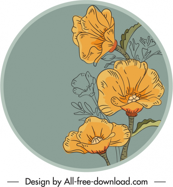 Blütenblätter Label Vorlage handgezeichnete klassische Umriss
