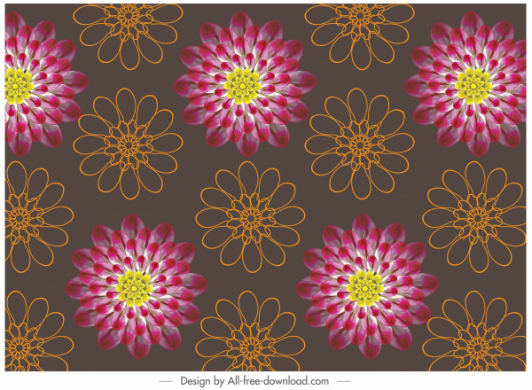 Blütenblätter Muster blühende Skizze Design zu wiederholen