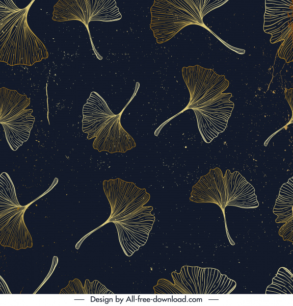 Blütenblätter Muster dunkle klassische handgezeichnete wiederholende Skizze