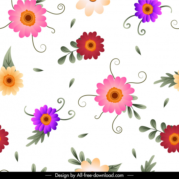 꽃잎 패턴 템플릿 밝은 다채로운 평면 디자인