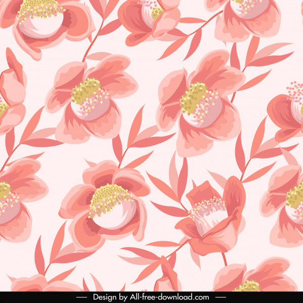 Blütenblatt Muster Vorlage klassisches wiederholendes handgezeichnetes Design