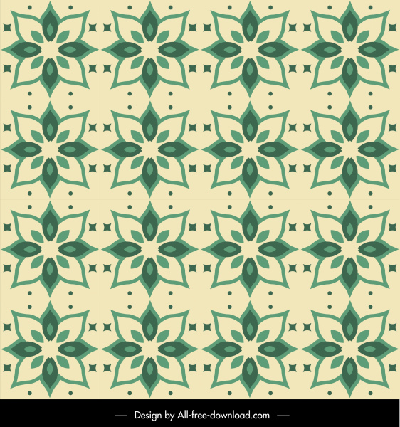 Blütenblätter Muster klassischen wiederholten Skizze grün Vorlagendesign