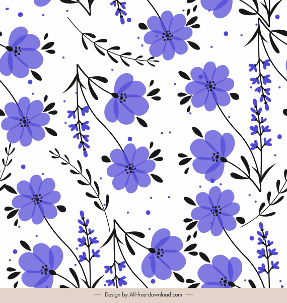 花瓣範本經典平面重複紫色裝飾