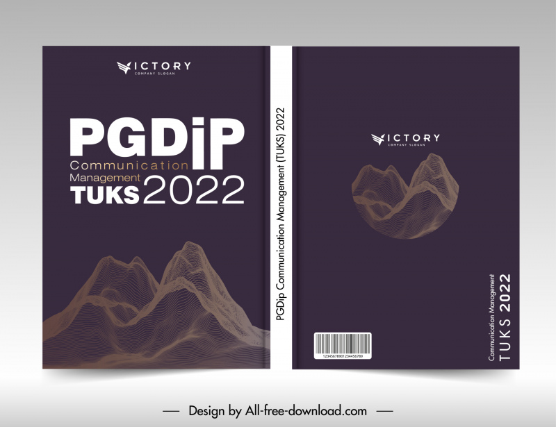 pgdip gestión de la comunicación tuks 2022 plantilla de portada de libro 3d mountain planet outline
