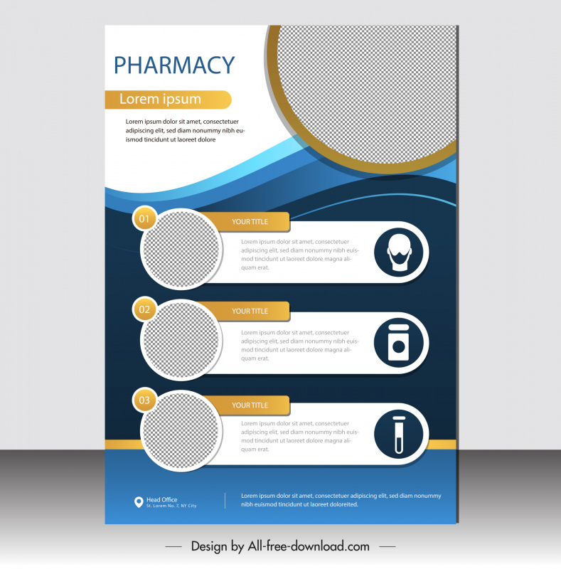 folleto de farmacia plantilla de portada curvas dinámicas círculo decoración