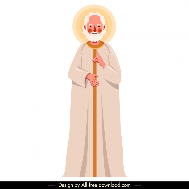 Philip Christian Apostle Icon Retro Cartoon Diseño de personajes