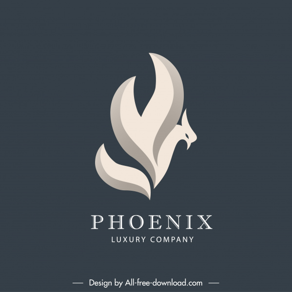 logo Phoenix desain abstrak berputar-putar sketsa