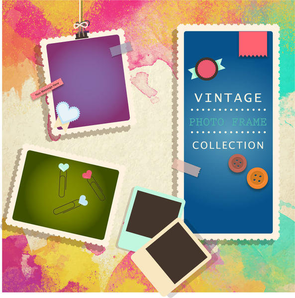 Photo Frames Collection On Colorful Background