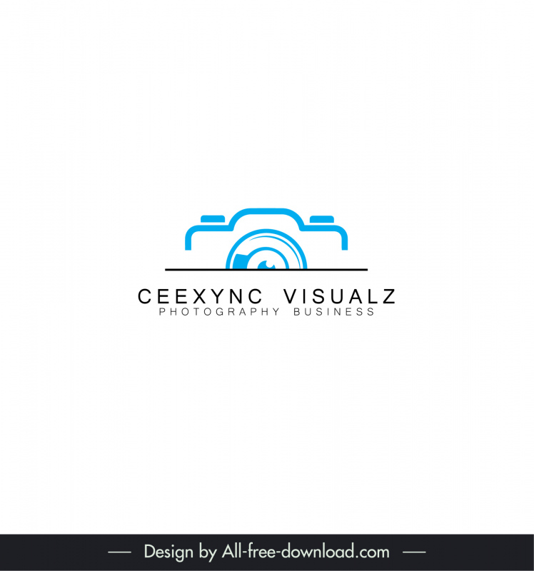 negócio de fotografia ceexync visualz logotype flat moderno design câmera esboço de textos