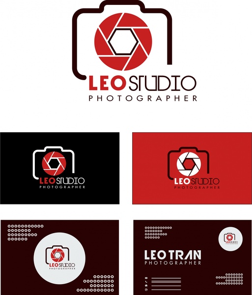 Дизайн логотипа студии фотографии на фоне различных