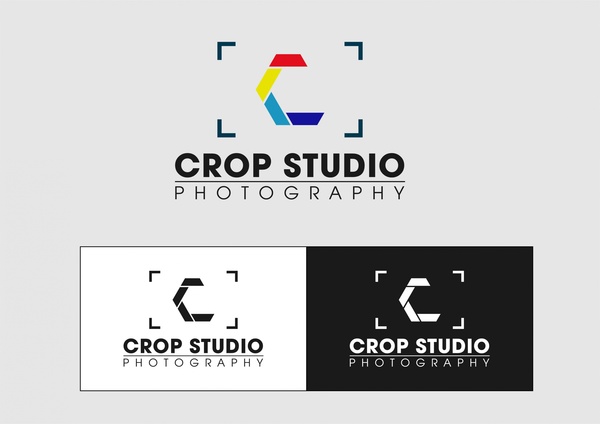 çeşitli renk efektleri stili fotoğraf stüdyo logo setleri