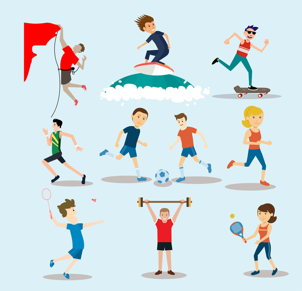 kegiatan fisik vektor ilustrasi dengan olahraga outdoor
