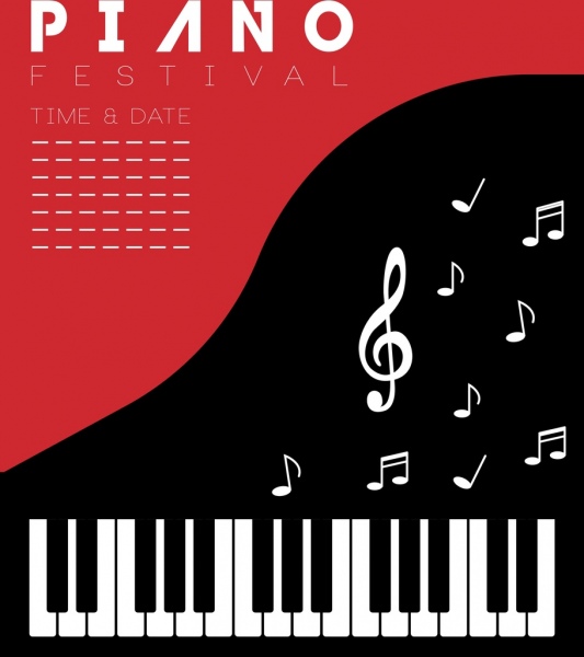 festival de musique de piano bannerkeyboards icônes décor notes