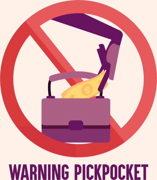 pickpocket bảng biểu vòng tay ví biểu tượng cảnh báo