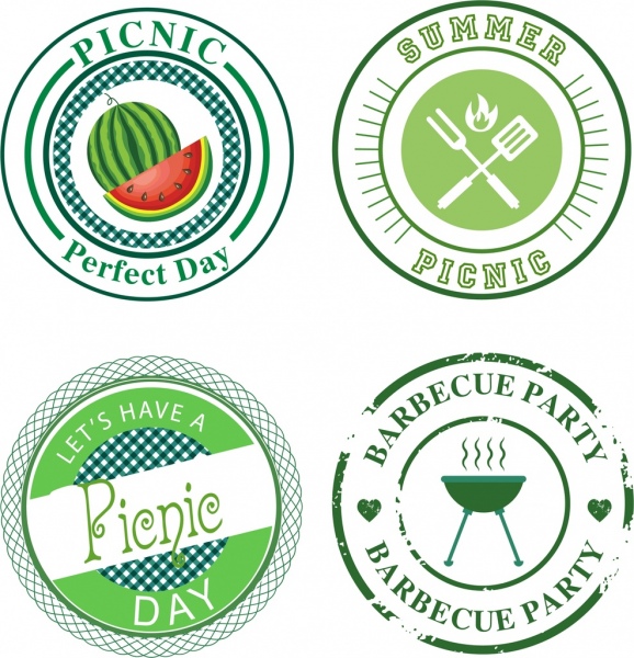 picnic etiquetas colección círculos plano clásico aislamiento