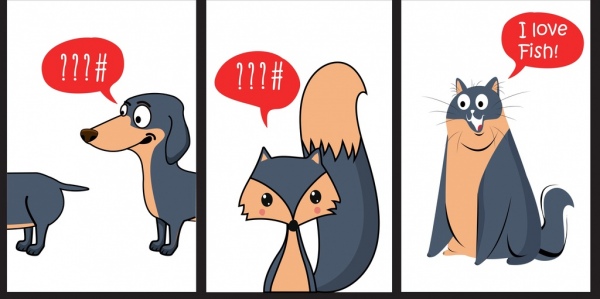 Resim kitap çizimler sevimli köpek tilki kedi simgeleri