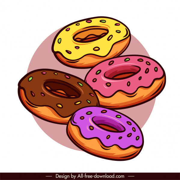 iconos de pastel coloridas formas redondas clásicas dibujadas a mano